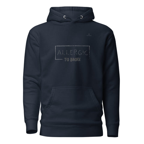 ALLERGIC TO BROKE with Gray Logo Premium Unisex Hoodie - Kima Kreates