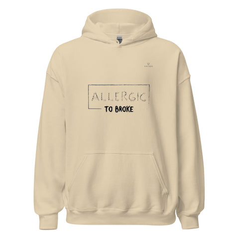 ALLERGIC TO BROKE with Gray Logo Unisex Hoodie - Kima Kreates
