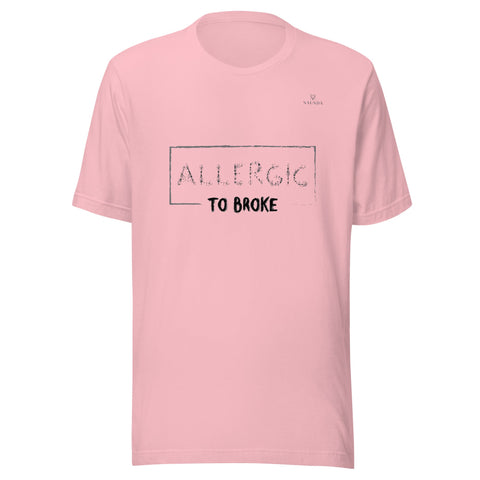 ALLERGIC TO BROKE with Gray Logo Unisex T-Shirt - Kima Kreates