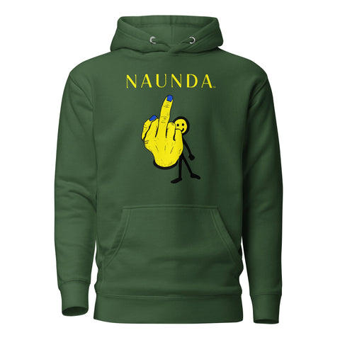 MIDDLE FINGER with Yellow Logo Premium Unisex Hoodie - Kima Kreates