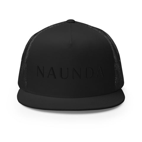 Naunda Word 5 Panel Trucker Cap (Black) - Kima Kreates