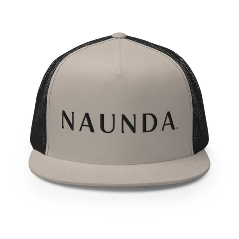 Naunda Word 5 Panel Trucker Cap (Black) - Kima Kreates