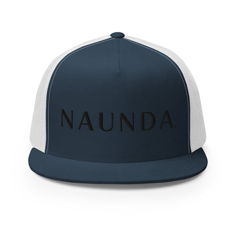 Naunda Word 5 Panel Trucker Cap (Black) - Kima Kreates