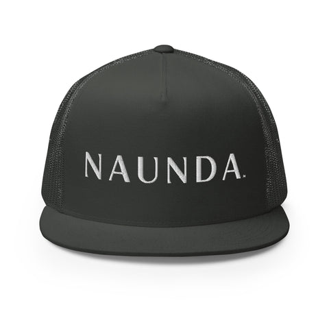 Naunda Word 5 Panel Trucker Cap (White) - Kima Kreates