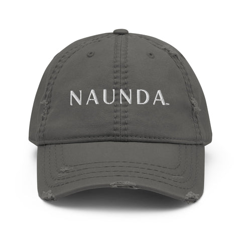 Naunda Word Distressed Dad Hat (White) - Kima Kreates