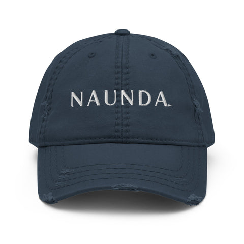 Naunda Word Distressed Dad Hat (White) - Kima Kreates
