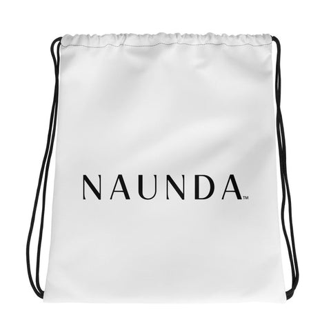 Naunda Word Drawstring Bag (Black) - Kima Kreates