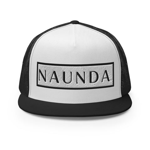Naunda Word Patch 5 Panel Trucker Cap (Black) - Kima Kreates