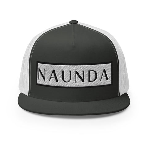 Naunda Word Patch 5 Panel Trucker Cap (Black) - Kima Kreates