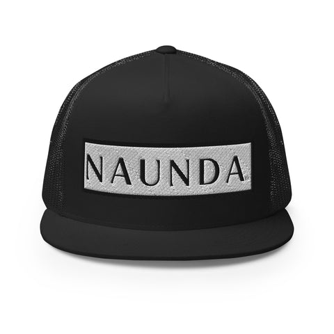 Naunda Word Patch 5 Panel Trucker Cap (Black) - Kima Kreates