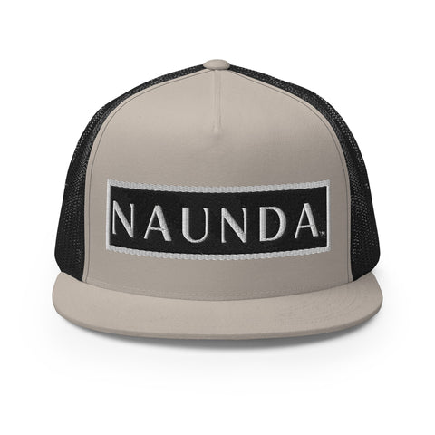 Naunda Word Patch 5 Panel Trucker Cap (White) - Kima Kreates