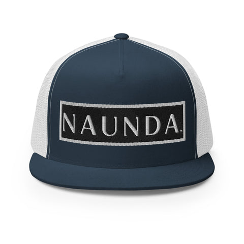 Naunda Word Patch 5 Panel Trucker Cap (White) - Kima Kreates