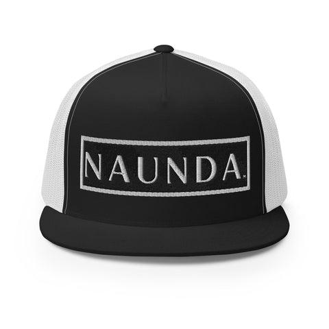 Naunda Word Patch 5 Panel Trucker Cap (White) - Kima Kreates