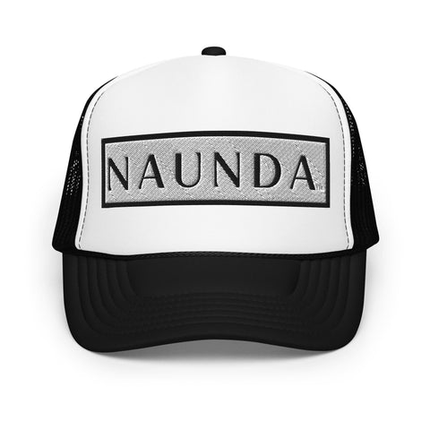 Naunda Word Patch Foam Trucker Hat (Black) - Kima Kreates