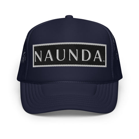 Naunda Word Patch Foam Trucker Hat (White) - Kima Kreates