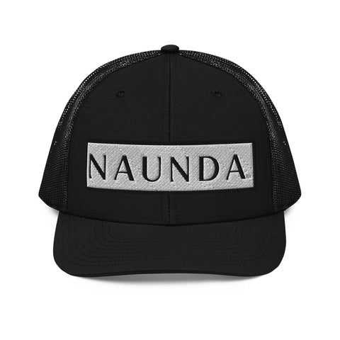 Naunda Word Patch Snapback Trucker Cap (Black) - Kima Kreates