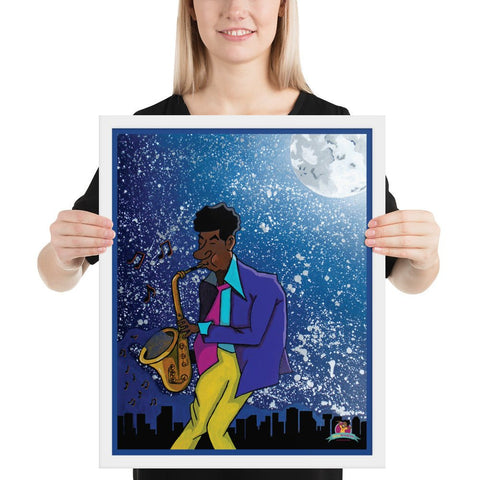 "SAXOPHONE (Jazz Series)" Framed Poster (16"x20") - Kima Kreates