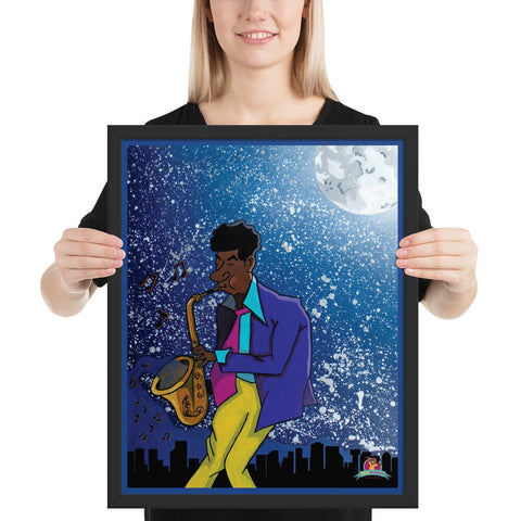 "SAXOPHONE (Jazz Series)" Framed Poster (16"x20") - Kima Kreates