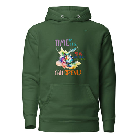 TIME with Turquoise Logo Premium Unisex Hoodie - Kima Kreates