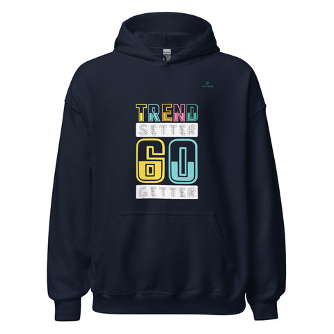 TRENDSETTER GO GETTER with Turquoise Logo Unisex Hoodie - Kima Kreates
