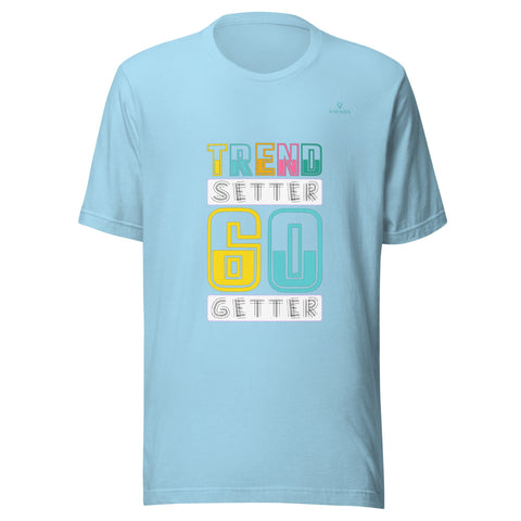 TRENSETTER GO GETTER with Turqouise Logo Unisex T-Shirt - Kima Kreates