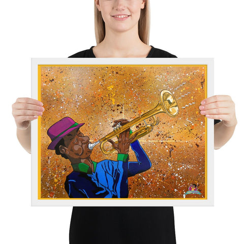 "TRUMPET (Jazz Series)" Framed Poster (16"x20") - Kima Kreates