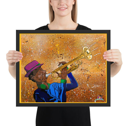 "TRUMPET (Jazz Series)" Framed Poster (16"x20") - Kima Kreates