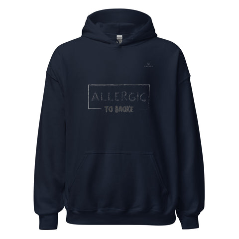 ALLERGIC TO BROKE with Gray Logo Unisex Hoodie - Kima Kreates