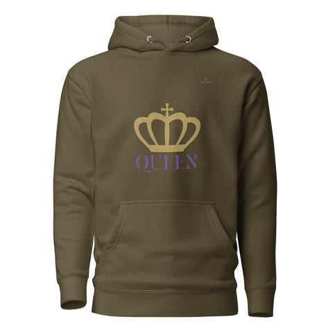 CROWN QUEEN with Gold Logo Premium Unisex Hoodie - Kima Kreates