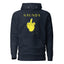 MIDDLE FINGER with Yellow Logo Premium Unisex Hoodie - Kima Kreates