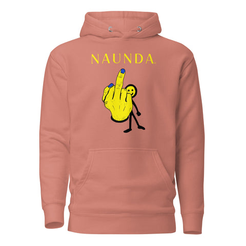 MIDDLE FINGER with Yellow Logo Premium Unisex Hoodie - Kima Kreates