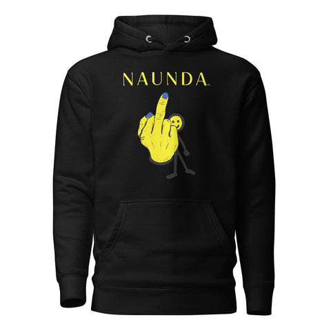 MIDDLE FINGER with Yellow Logo Premium Unisex Hoodie - Kima Kreates