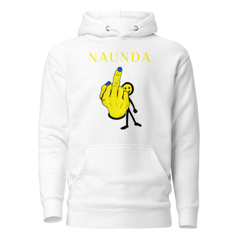 MIDDLE FINGER with Yellow Logo Premium Unisex Hoodie - Kima Kreates