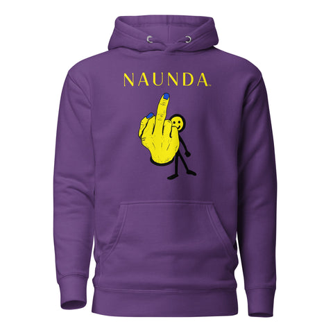 MIDDLE FINGER with Yellow Logo Premium Unisex Hoodie - Kima Kreates