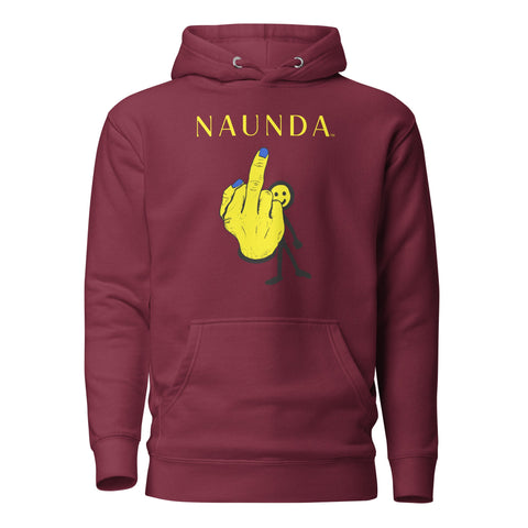 MIDDLE FINGER with Yellow Logo Premium Unisex Hoodie - Kima Kreates
