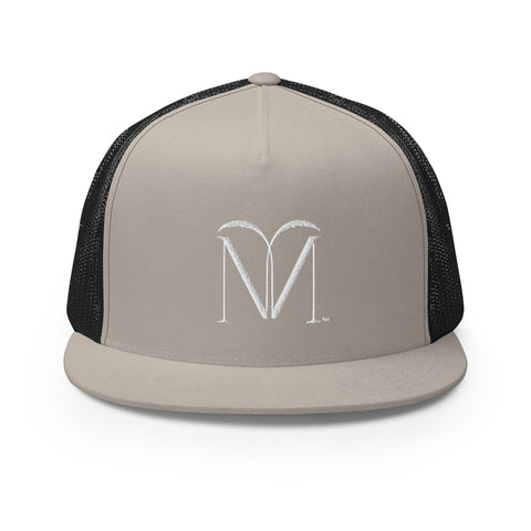 Naunda Art 5 Panel Trucker Cap (White) - Kima Kreates