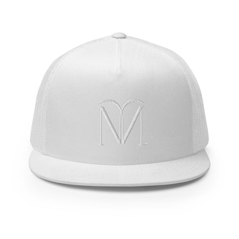 Naunda Art 5 Panel Trucker Cap (White) - Kima Kreates