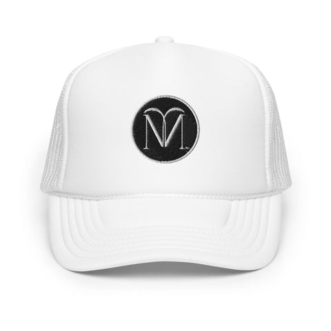 Naunda Art Patch Foam Trucker Hat (White) - Kima Kreates