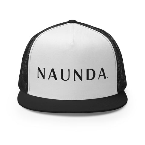 Naunda Word 5 Panel Trucker Cap (Black) - Kima Kreates