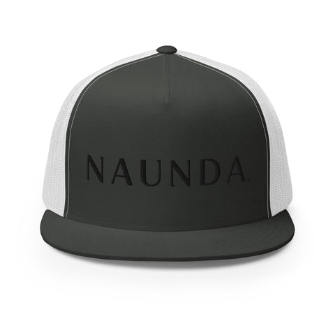 Naunda Word 5 Panel Trucker Cap (Black) - Kima Kreates