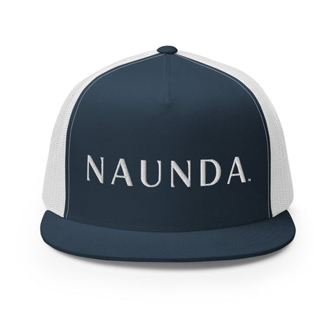 Naunda Word 5 Panel Trucker Cap (White) - Kima Kreates
