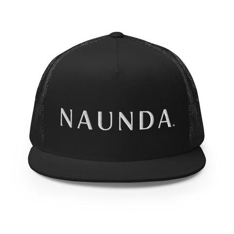 Naunda Word 5 Panel Trucker Cap (White) - Kima Kreates