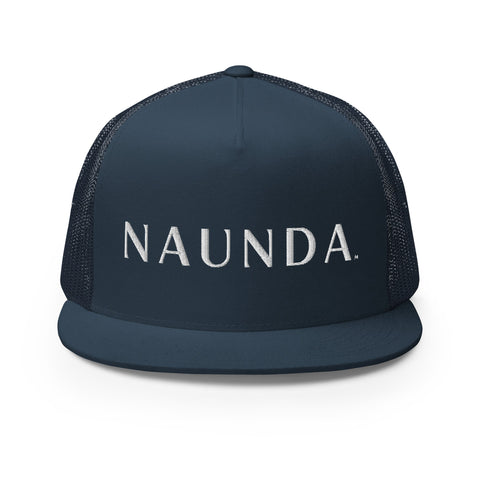 Naunda Word 5 Panel Trucker Cap (White) - Kima Kreates