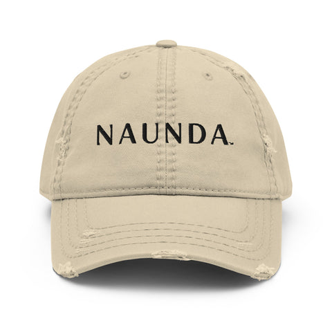 Naunda Word Distressed Dad Hat (Black) - Kima Kreates