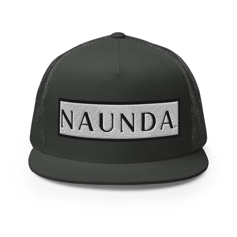 Naunda Word Patch 5 Panel Trucker Cap (Black) - Kima Kreates