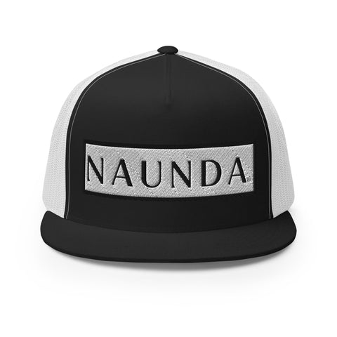 Naunda Word Patch 5 Panel Trucker Cap (Black) - Kima Kreates