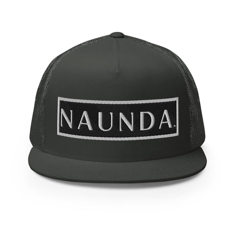 Naunda Word Patch 5 Panel Trucker Cap (White) - Kima Kreates