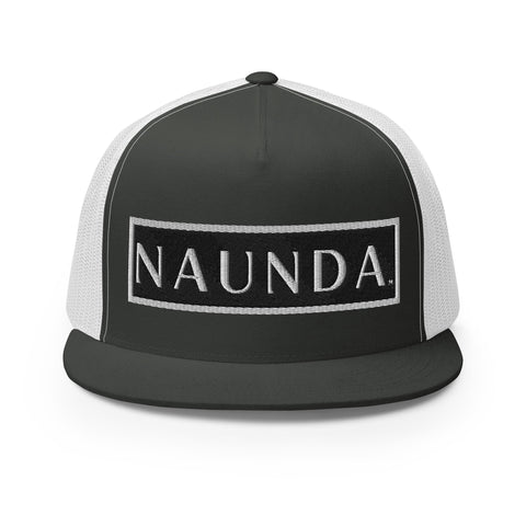Naunda Word Patch 5 Panel Trucker Cap (White) - Kima Kreates