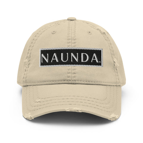 Naunda Word Patch Distressed Dad Hat (White) - Kima Kreates
