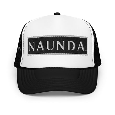 Naunda Word Patch Foam Trucker Hat (White) - Kima Kreates
